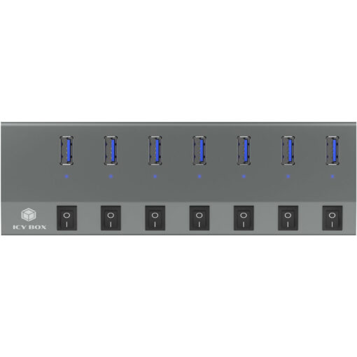 Icy Box USB 3.0 Hub 7 Θυρών με σύνδεση USB-A / USB-C και Εξωτερική Παροχή Ρεύματος - Image 4