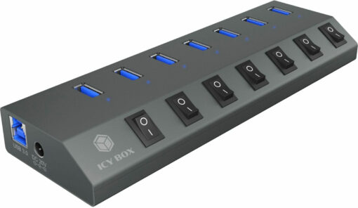 Icy Box USB 3.0 Hub 7 Θυρών με σύνδεση USB-A / USB-C και Εξωτερική Παροχή Ρεύματος - Image 2