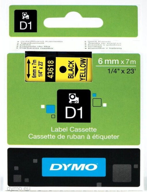 Dymo 43618 Ταινία Ετικετογράφου 7m x 6mm σε Μαύρο Χρώμα - Image 2