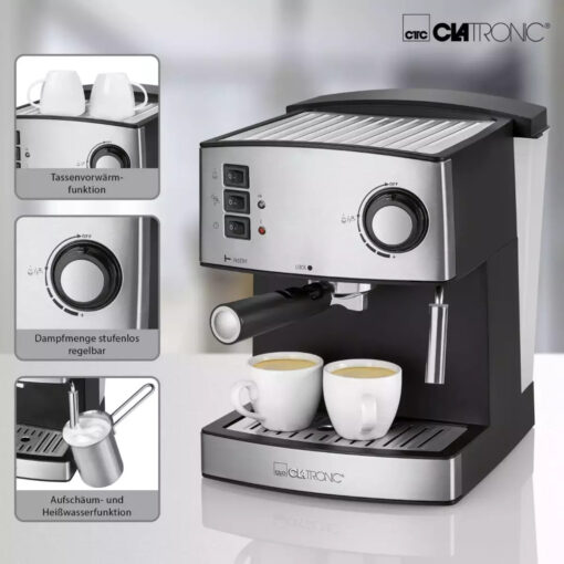Clatronic ES 3643 Ημιαυτόματη για Αλεσμένο Καφέ Μαύρη - Image 2