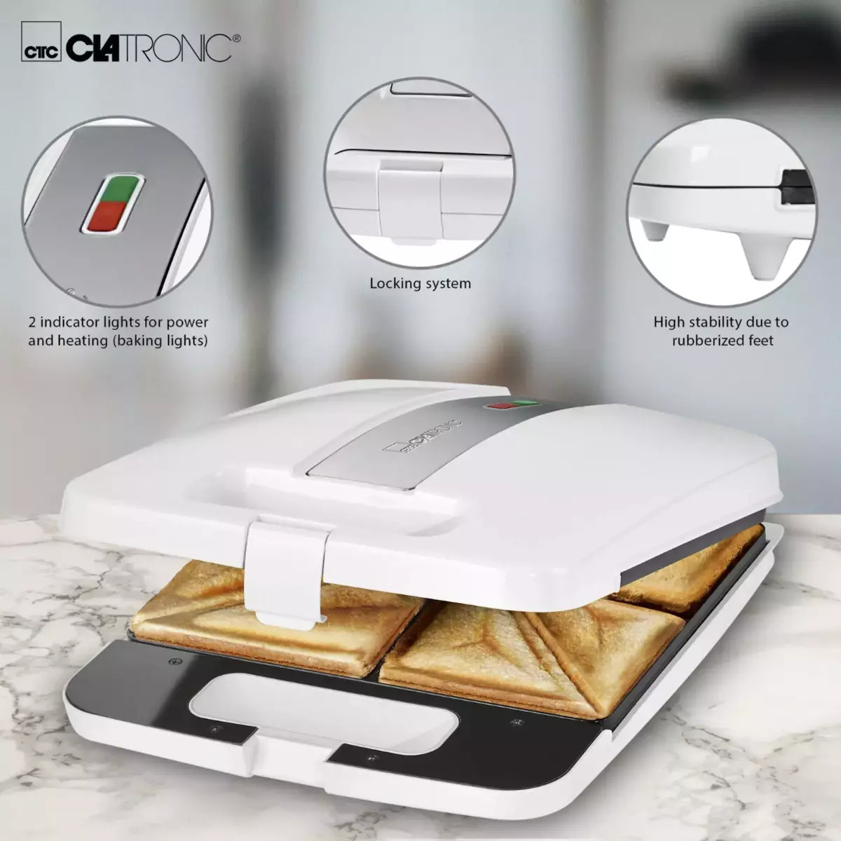 Clatronic ST 3629 1200W για 4 Τοστ Λευκή - Image 4