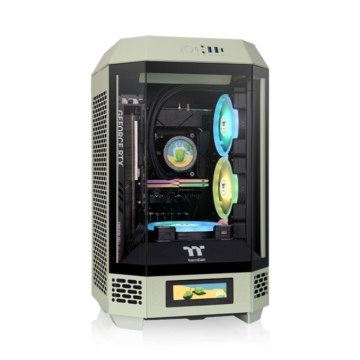 Thermaltake The Tower 250 Gaming Mini Tower Κουτί Υπολογιστή με Πλαϊνό Παράθυρο και RGB Φωτισμό Matcha Green