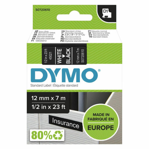 Dymo Ταινία Ετικετογράφου 7m x 12mm σε Μαύρο Χρώμα - Image 3