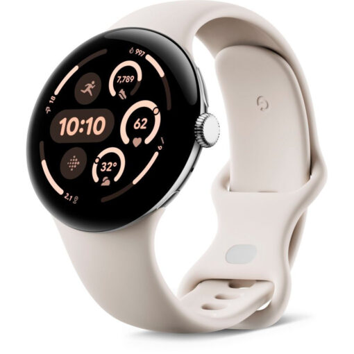 Google Pixel Watch 3 LTE 45mm Polished Silver Aluminum case / Porcelain Active Band