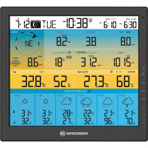 Bresser Center 7-in-1 7003220 Ασύρματος Μετεωρολογικός Σταθμός Ψηφιακός Επιτραπέζιος Μαύρος - Image 6
