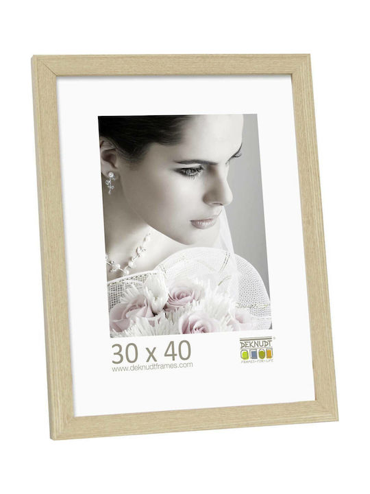 Deknudt Κορνίζα Ξύλινη S44CH1 30x40cm με Μπεζ Πλαίσιο