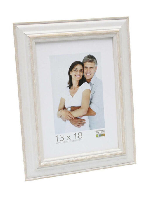 Deknudt Κορνίζα Ξύλινη S221H1 13x18cm με Λευκό Πλαίσιο White
