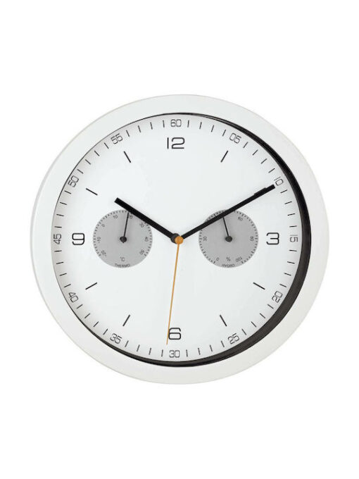 Mebus Radio Controlled Wall Clock Ρολόι Τοίχου Μεταλλικό Λευκό 26cm