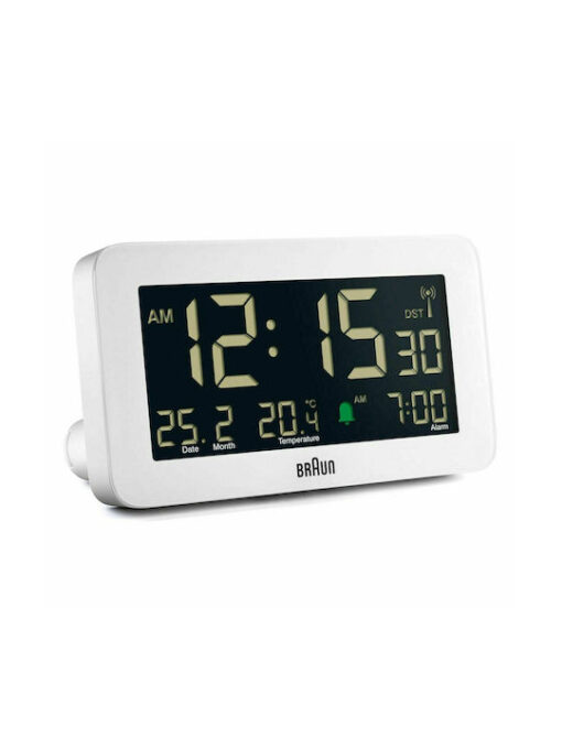Braun BC10 DCF-W Επιτραπέζιο Ψηφιακό Ρολόι με Ξυπνητήρι & Ραδιόφωνο Λευκό 67603
