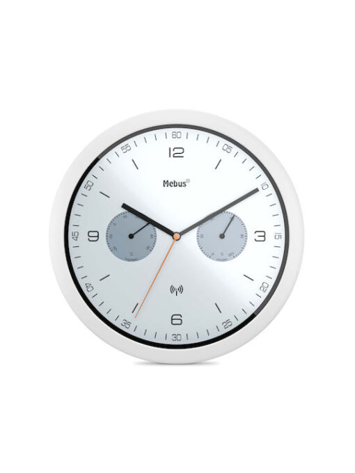 Mebus Radio Controlled Wall Clock Ρολόι Τοίχου Μεταλλικό Λευκό 26cm - Image 3