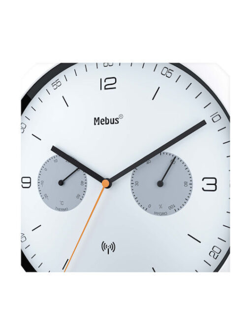 Mebus Radio Controlled Wall Clock Ρολόι Τοίχου Μεταλλικό Λευκό 26cm - Image 2