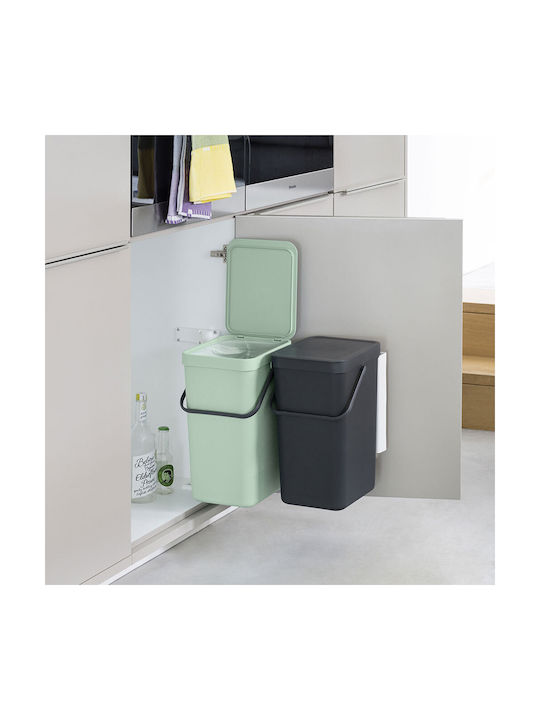 Brabantia Sort&Go Κάδος Απορριμμάτων Πλαστικός Dark Grey & Jade Green 16lt 2τμχ - Image 3