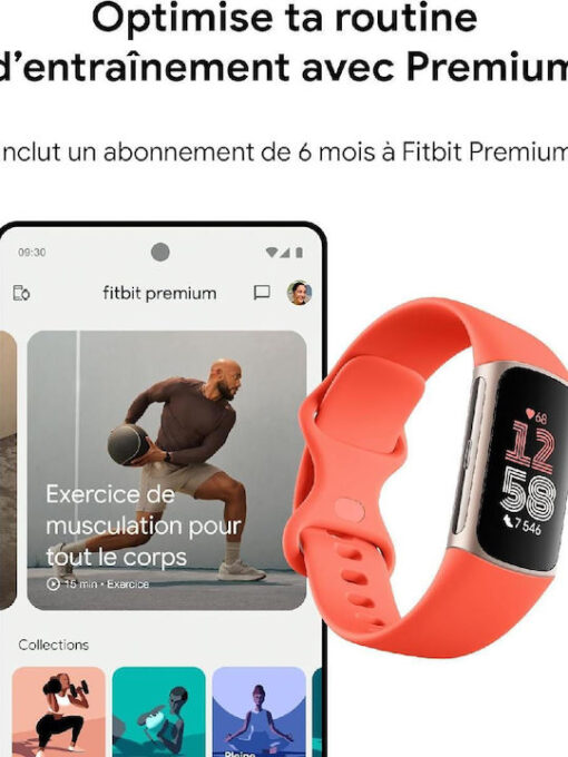 Fitbit Charge 6 με Παλμογράφο Champagne / Coral - Image 2