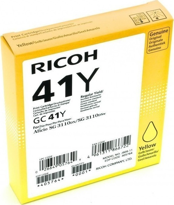 Ricoh GC41Y Γνήσιο Μελάνι Εκτυπωτή InkJet
