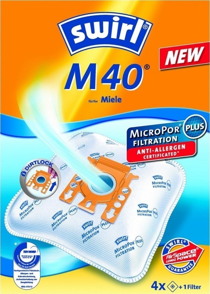 Swirl M40 Σακούλες Σκούπας 4τμχ Συμβατή με Σκούπα Miele