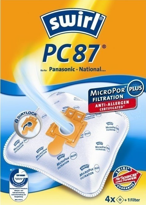 Swirl PC87 Σακούλες Σκούπας 4τμχ Συμβατή με Σκούπα Panasonic