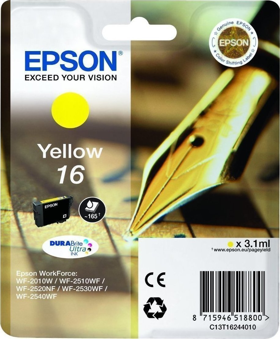 Epson 16 Γνήσιο Μελάνι Εκτυπωτή InkJet Κίτρινο (C13T16244010 C13T16244012)