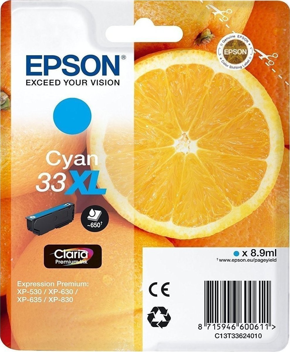 Epson 33XL Γνήσιο Μελάνι Εκτυπωτή InkJet Κυανό (C13T33624010 C13T33624012)