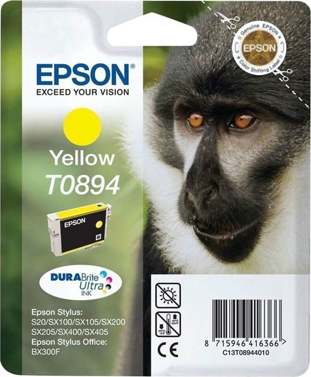 Epson T0894 Γνήσιο Μελάνι Εκτυπωτή InkJet Κίτρινο (C13T08944020 C13T08944011)