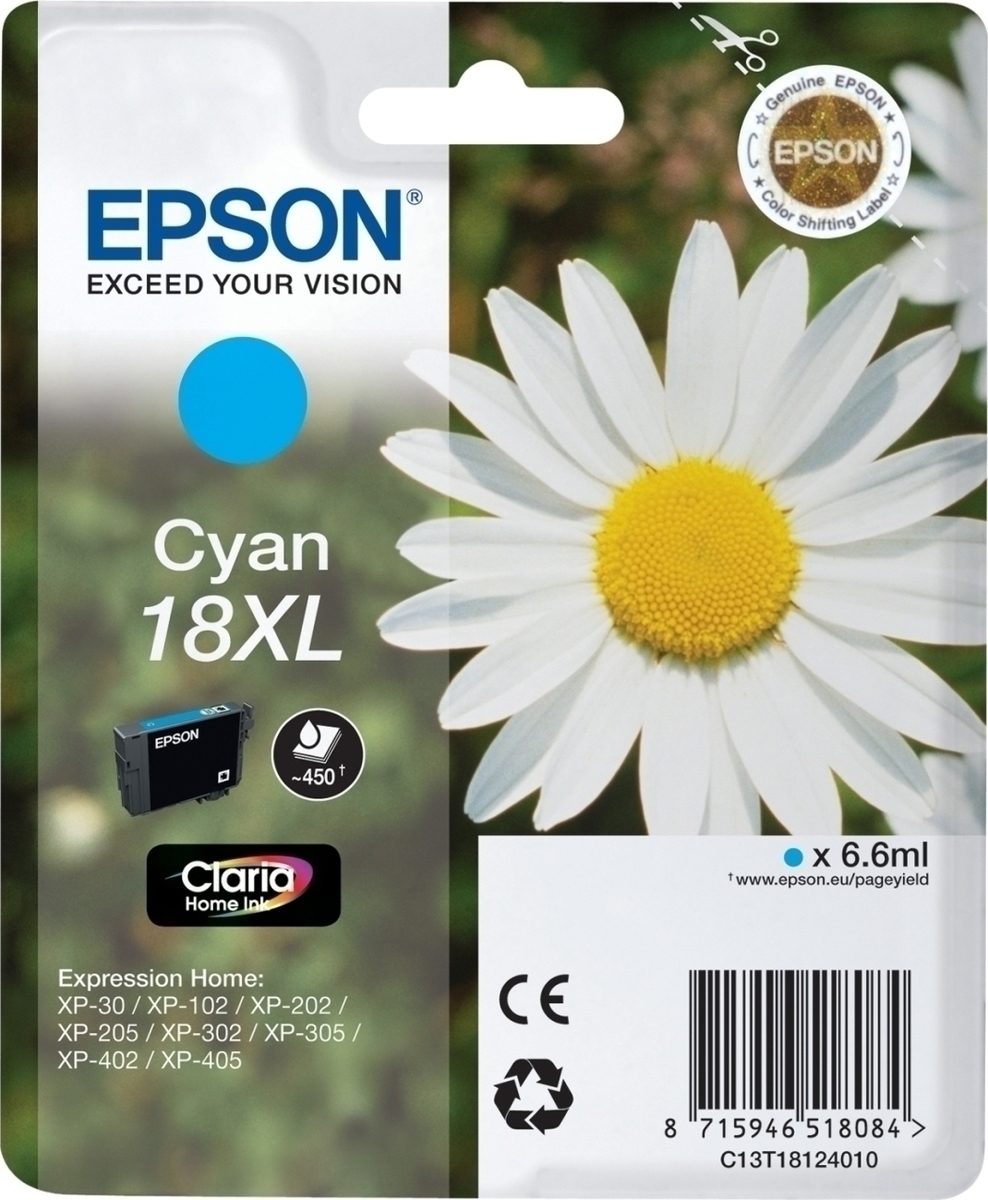Epson 18XL Γνήσιο Μελάνι Εκτυπωτή InkJet Κυανό (C13T18124010 C13T18124012)