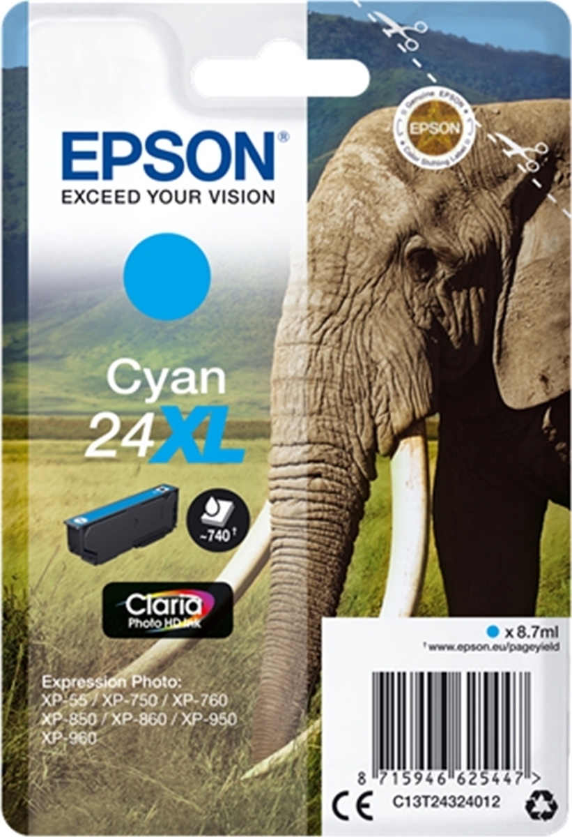 Epson 24XL Γνήσιο Μελάνι Εκτυπωτή InkJet Κυανό (C13T24324010 C13T24324012) - Image 2