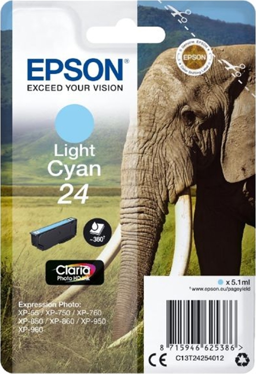 Epson 24 Light Cyan Γνήσιο Μελάνι Εκτυπωτή InkJet Κυανό (C13T24254010 C13T24254012) - Image 2