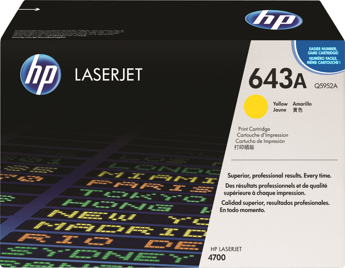 HP 643A Γνήσιο Toner Laser Εκτυπωτή Κίτρινο 10000 Σελίδων (Q5952A)