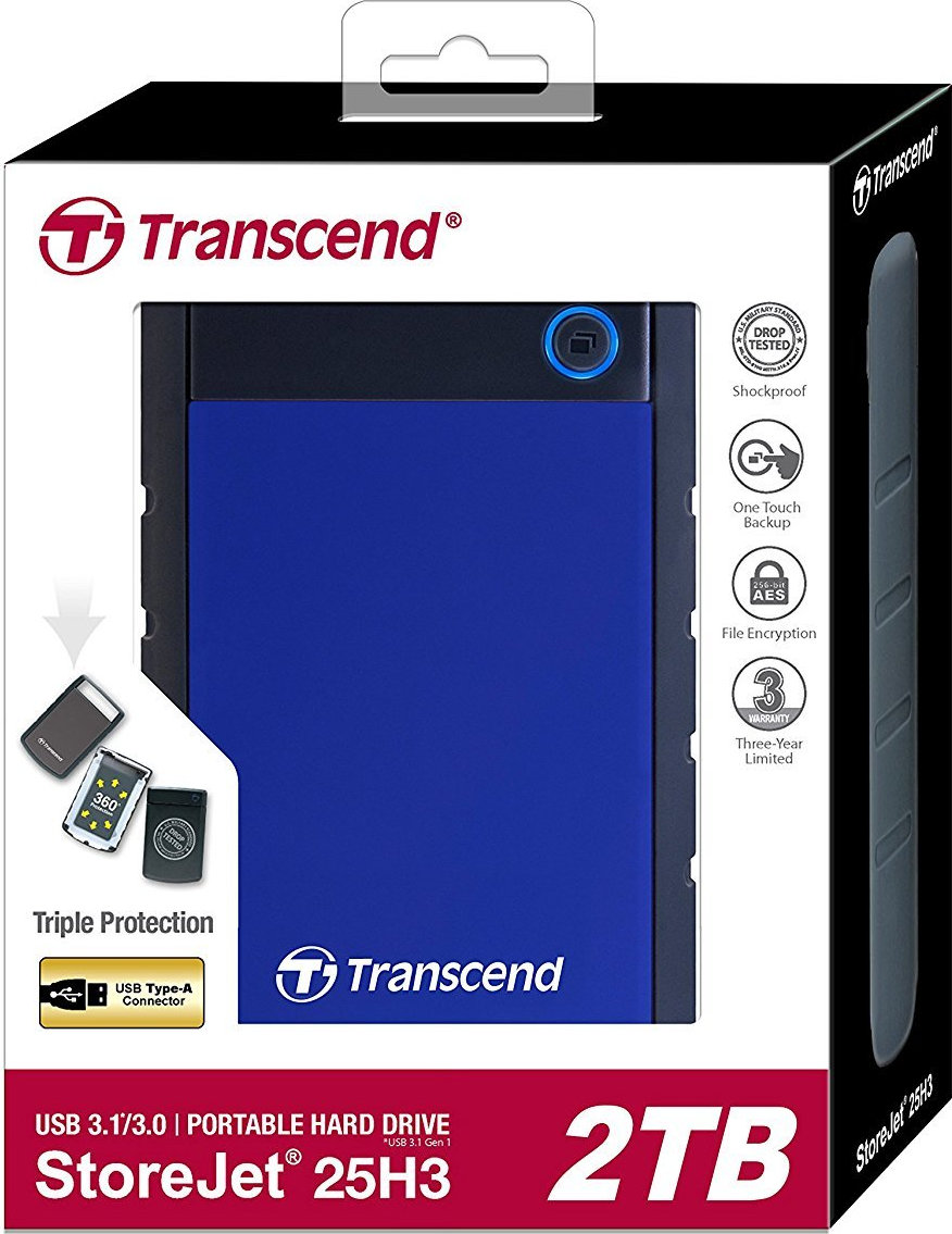Transcend StoreJet 25H3 USB 3.0 Εξωτερικός HDD 2TB 2.5" Μπλε - Image 6