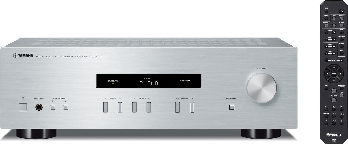Yamaha A-S201 Ολοκληρωμένος Ενισχυτής Hi-Fi Stereo 140W/4Ω 100W/8Ω S000.30899 Ασημί
