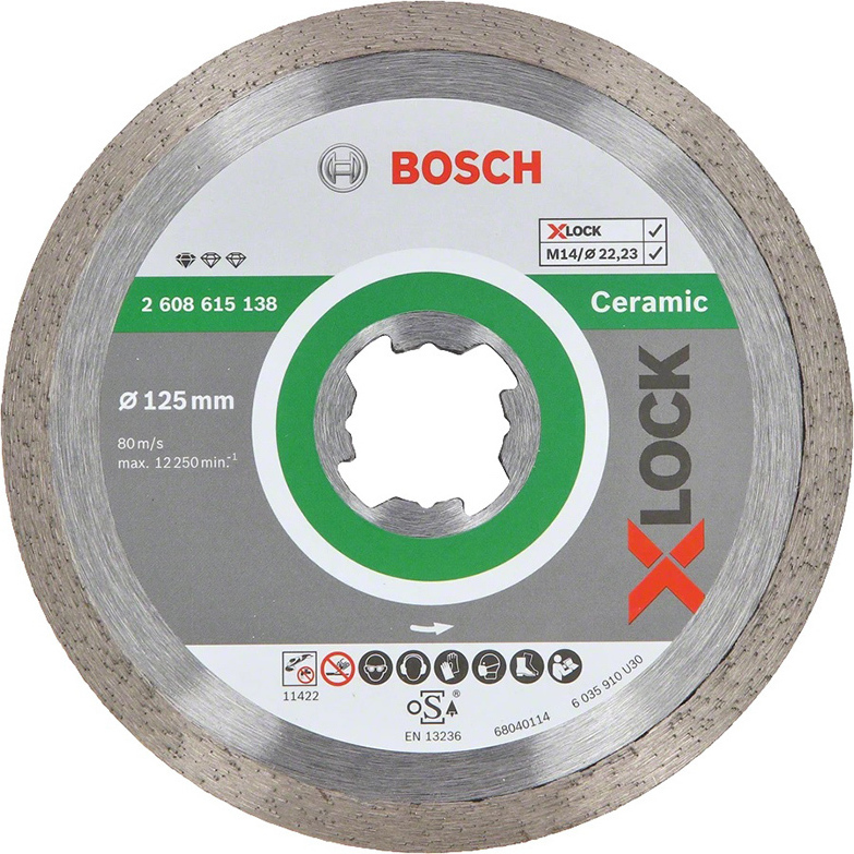 Bosch Διαμαντόδισκος Κοπής X-Lock Standard Ceramic Δίσκος Κοπής Δομικών Υλικών 125mm 2608615138