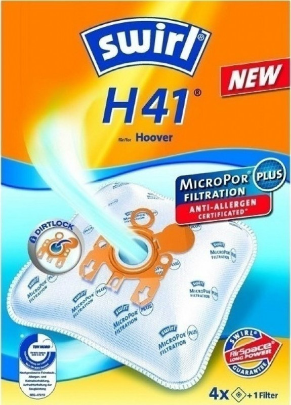 Swirl H41 Σακούλες Σκούπας 4τμχ Συμβατή με Σκούπα Hoover