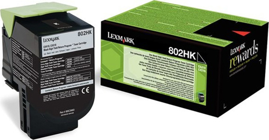 Lexmark 802HK Γνήσιο Toner Laser Εκτυπωτή Μαύρο High Yield Return Program Extra High Yield 4000 Σελίδων (80C2HK0)