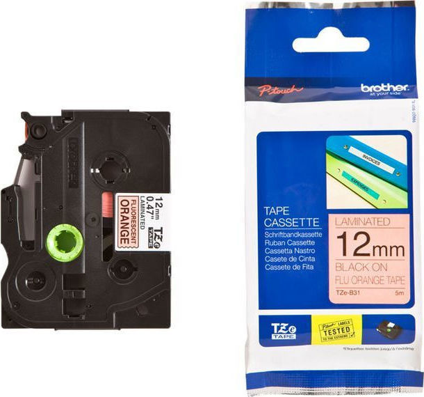 Brother Ταινία Ετικετογράφου 5m x 12mm σε Πορτοκαλί Χρώμα