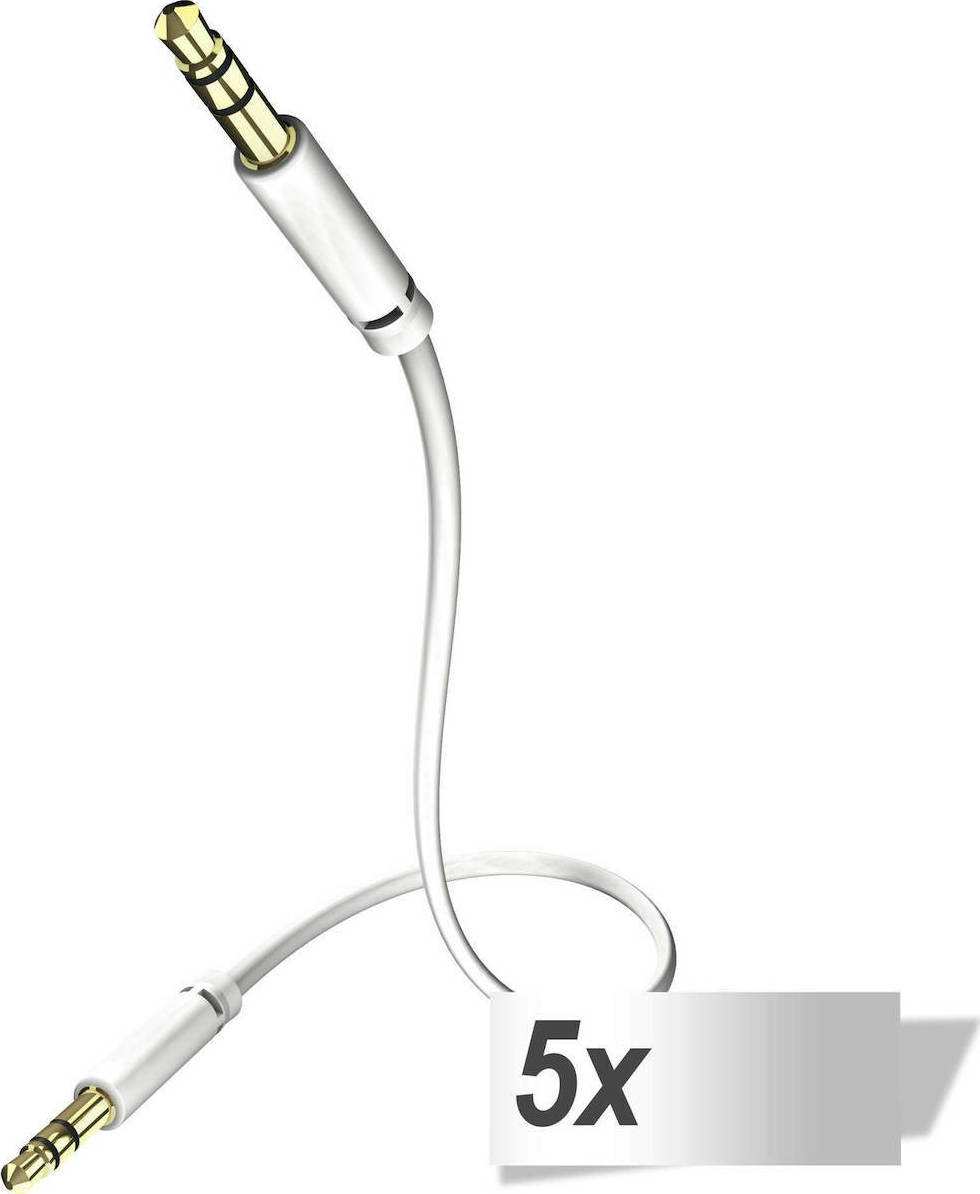 Inakustik Καλώδιο 3.5mm male - 3.5mm male Λευκό 0.75m (0031010075) 5τμχ