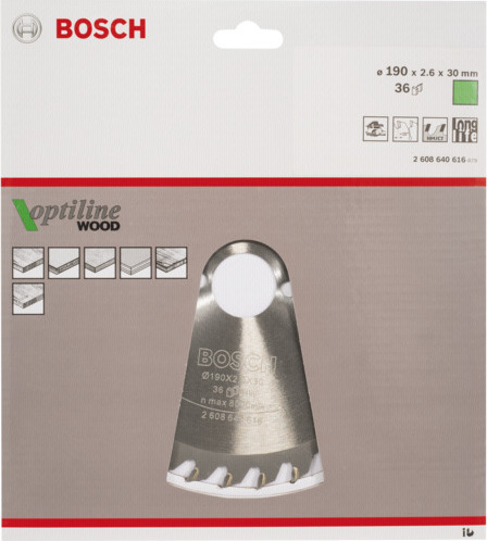 Bosch Δίσκος Κοπής Ξύλου με 36 Δόντια 190mm 2608640616 - Image 2