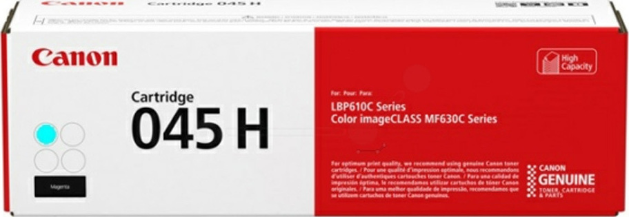 Canon 045H Γνήσιο Toner Laser Εκτυπωτή Κυανό High Capacity 2200 Σελίδων (1245C002)