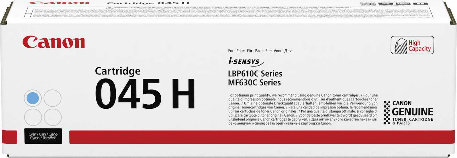 Canon 045H Γνήσιο Toner Laser Εκτυπωτή Κυανό High Capacity 2200 Σελίδων (1245C002) - Image 2