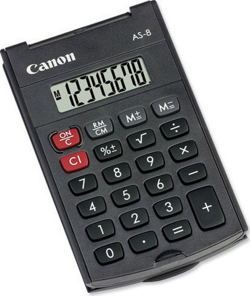 Canon AS-8 Αριθμομηχανή Τσέπης 8 Ψηφίων σε Μαύρο Χρώμα