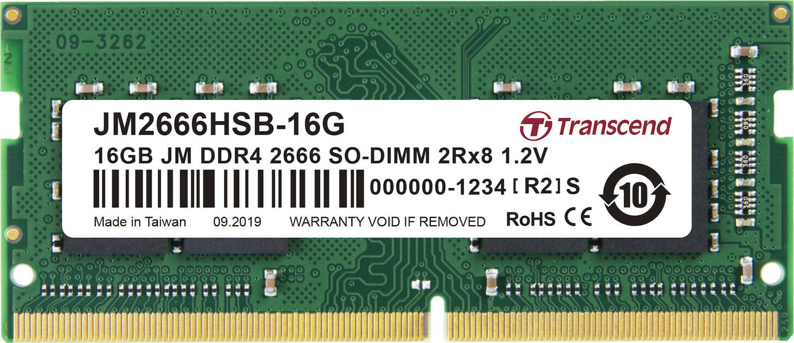 Transcend Jetram DDR4 με Module 1x16GB και Ταχύτητα 2666 για Laptop JM2666HSB-16G