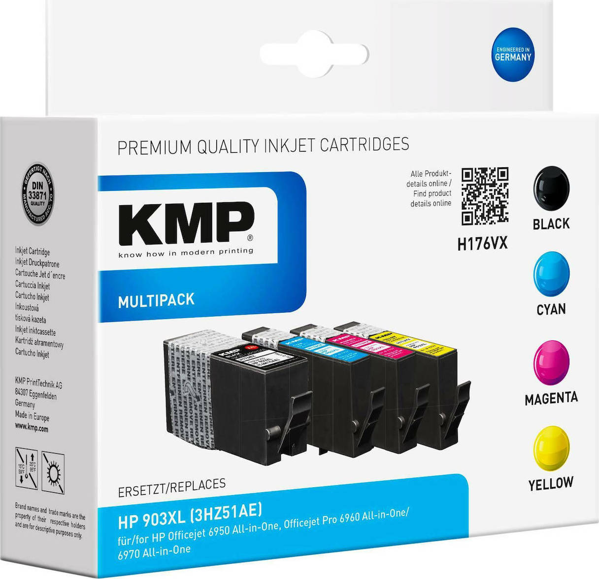 KMP Πακέτο Συμβατών Μελανιών Εκτυπωτή InkJet HP 903XL 3HZ51AE Πολλαπλό (Color) / Μαύρο 4τμχ