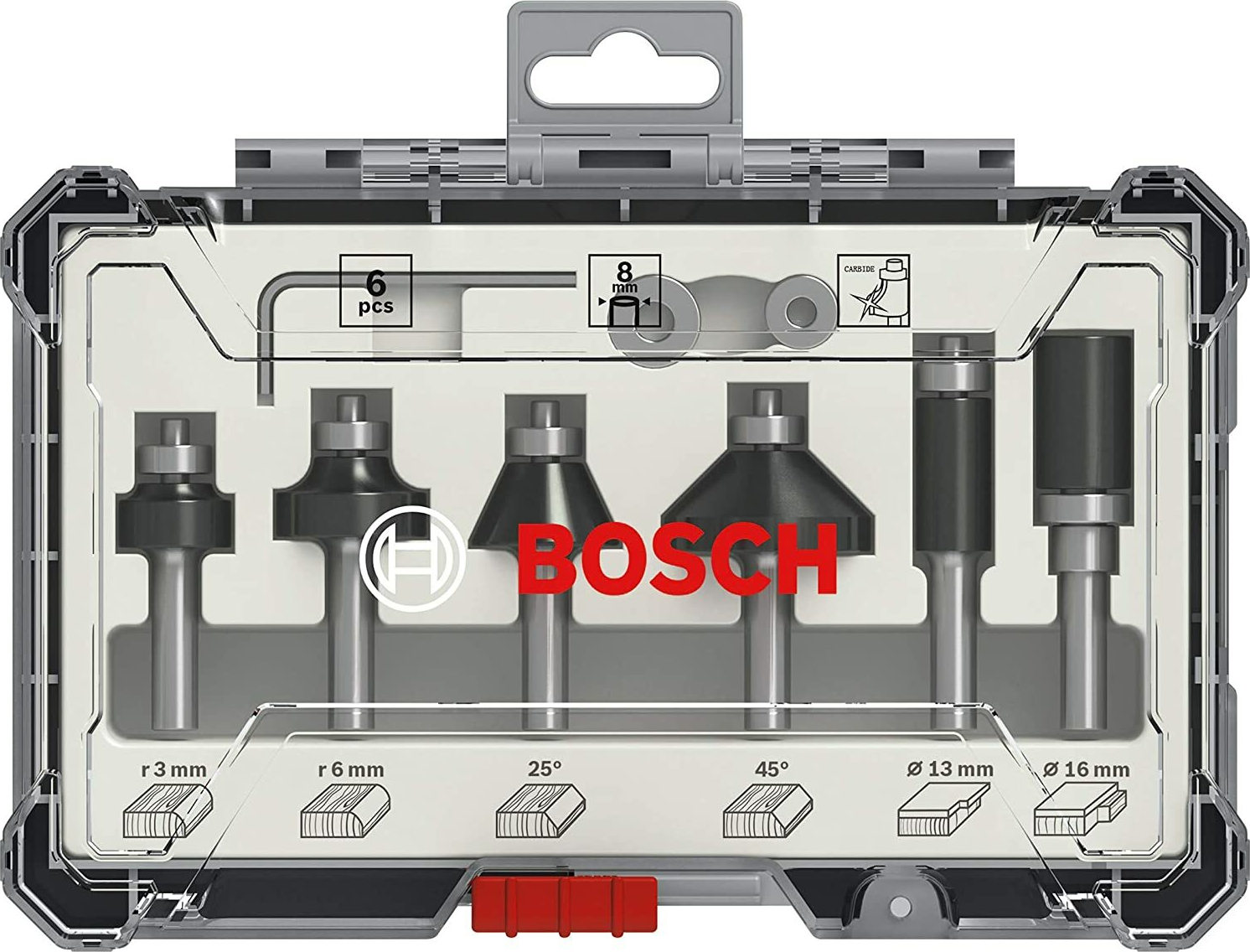 Bosch Σετ Φρέζες Καρβιδίου για Διαμόρφωση Αυλακώσεων σε Ξύλο 8mm 6τμχ