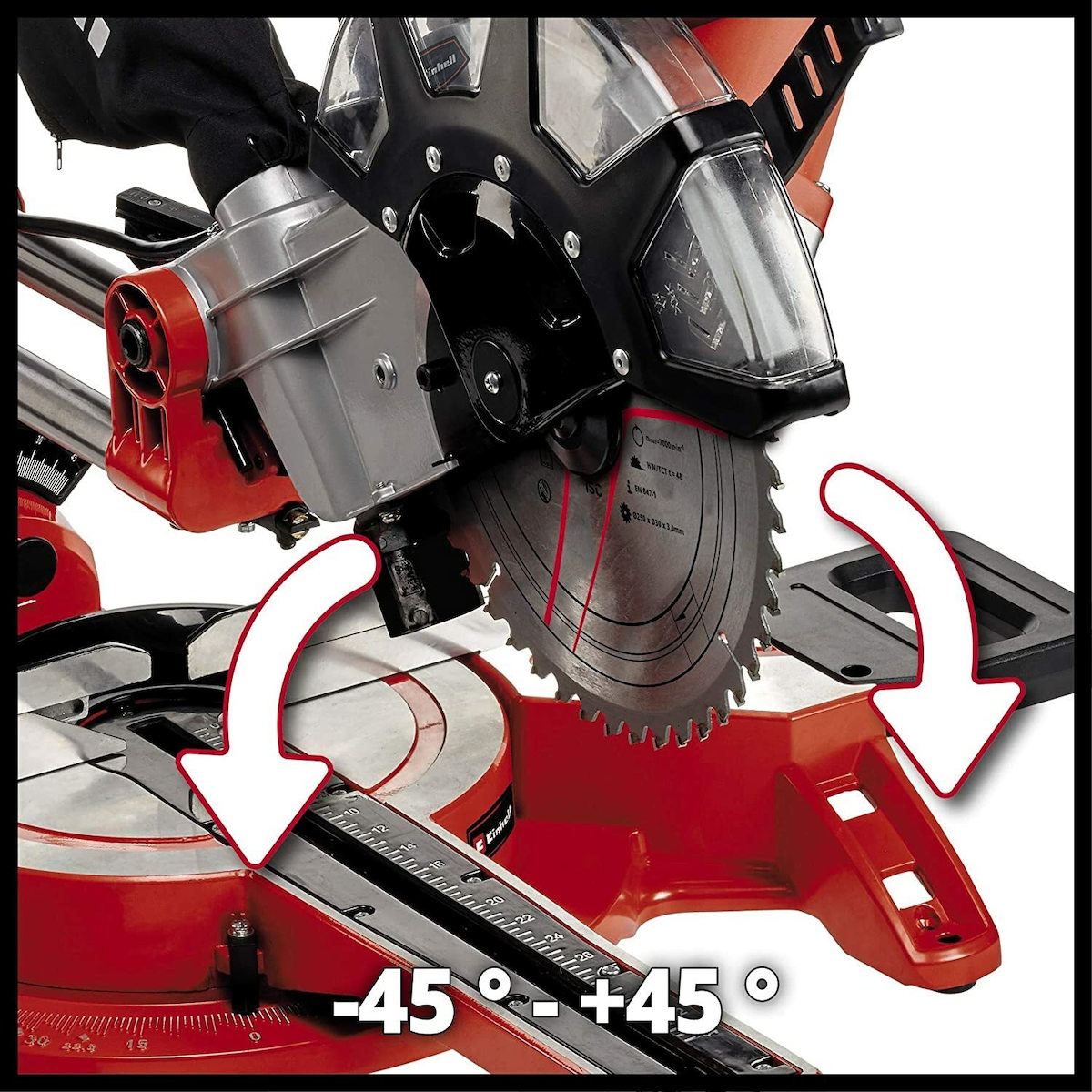 Einhell TC-SM 2534/1 Dual Φαλτσοπρίονο Ρεύματος Συρόμενο με Ισχύ 2350W, Οδηγό Laser, Δίσκο Κοπής Διαμέτρου 250mm & Ταχύτητα Κοπής 4000rpm - Image 7