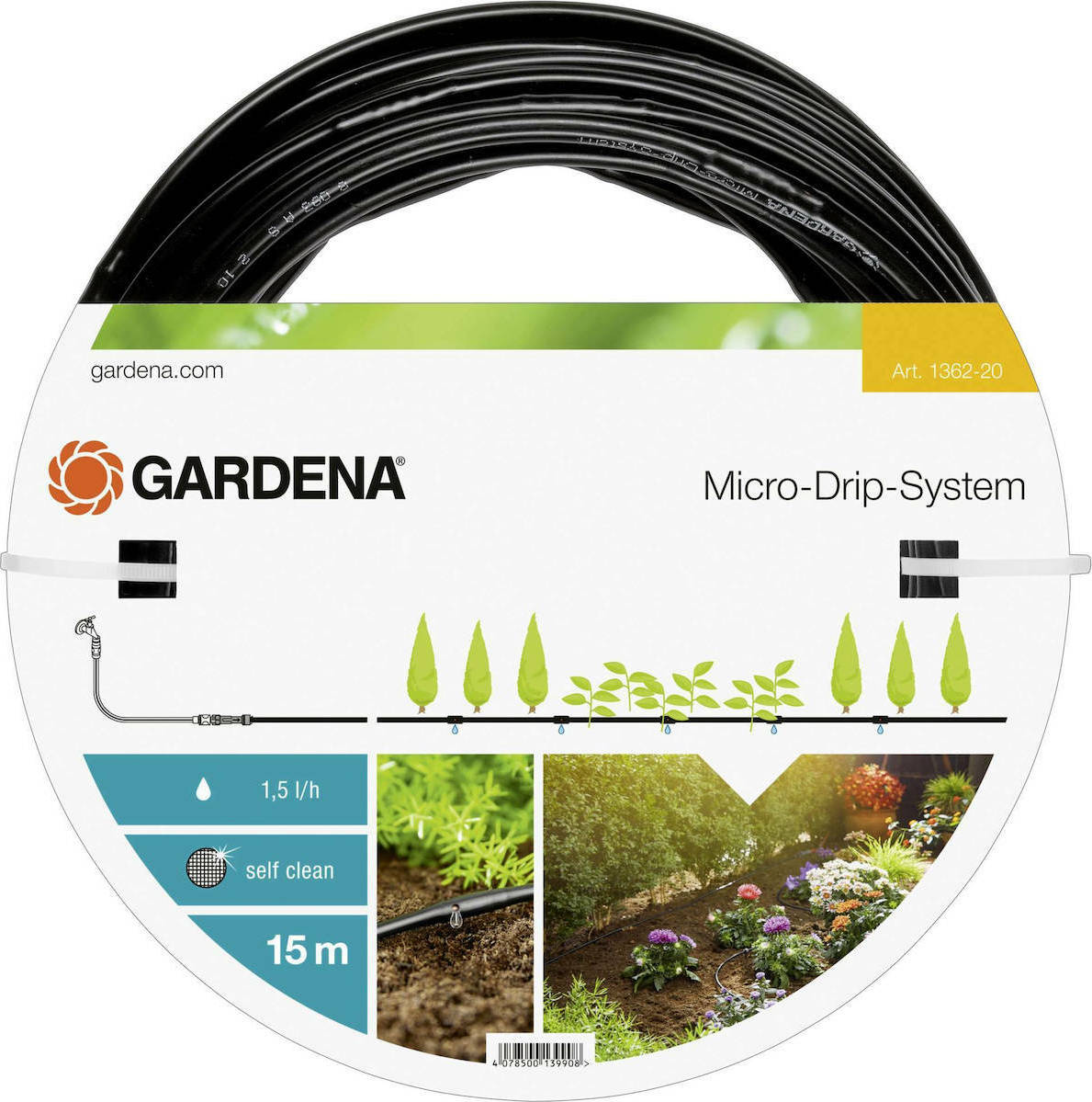 Gardena 01362-20 Σταλακτηφόρος Σωλήνας Φ4.6 15m Με Σταλάκτες
