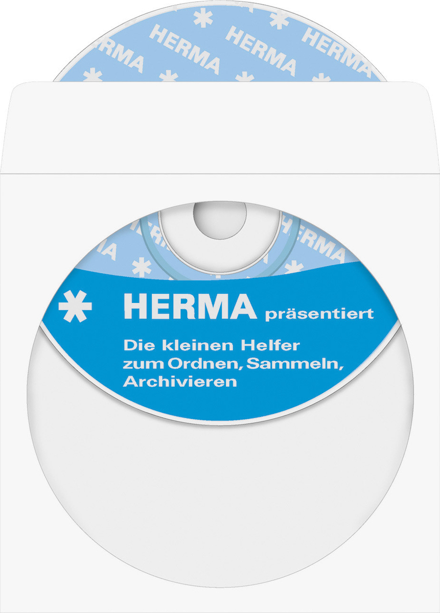 Herma Φάκελος για 1 Δίσκο με Διάφανη Πρόσοψη σε Λευκό Χρώμα 100τμχ