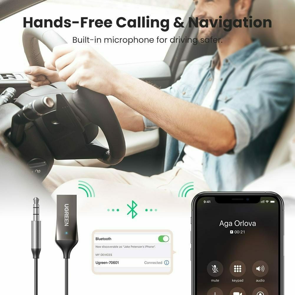 Ugreen Bluetooth Αυτοκινήτου 5.0 για το Ταμπλό (AUX / Audio Receiver / με USB θύρα Φόρτισης) - Image 6