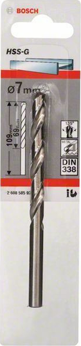 Bosch HSS-G Διαμαντοτρύπανο HSS με Κυλινδρικό Στέλεχος για Μέταλλο 10x69mm - Image 2