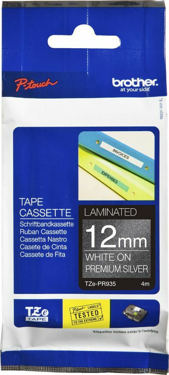 Brother TZE-PR935 Ταινία Ετικετογράφου 8m x 12mm σε Ασημί Χρώμα