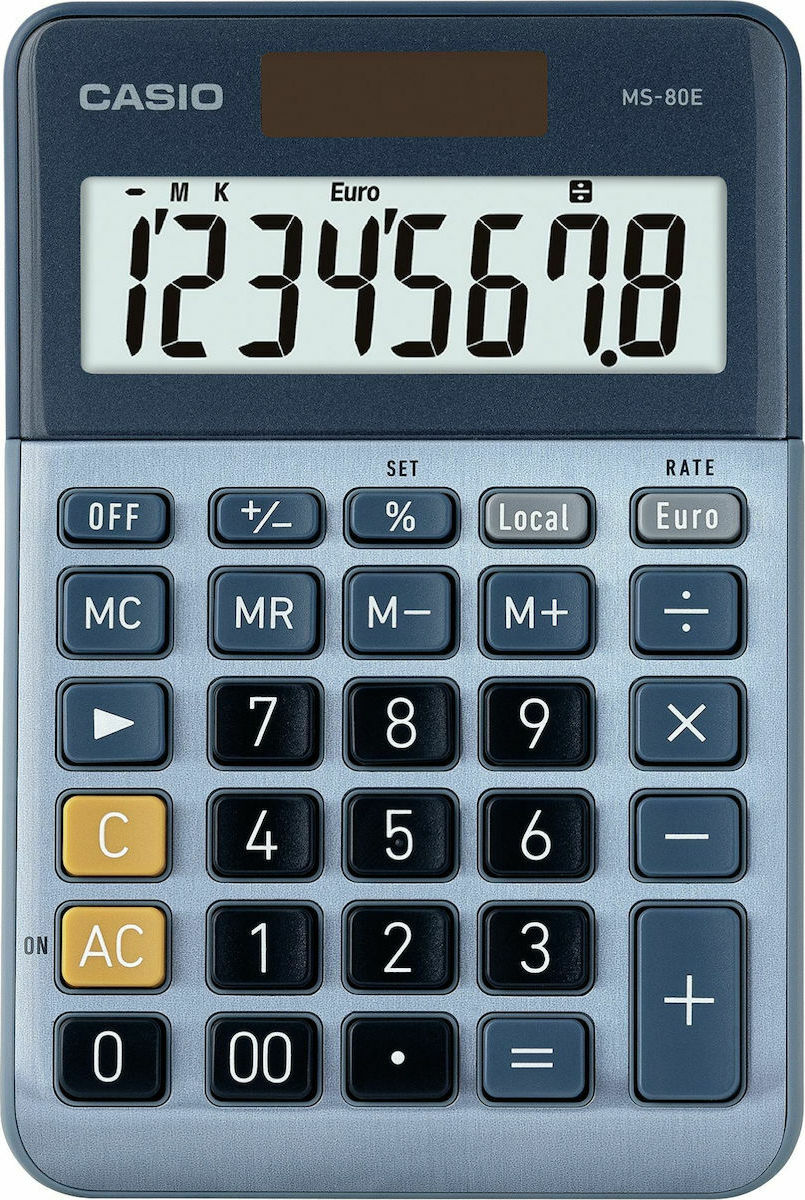 Casio MS-80E Αριθμομηχανή 8 Ψηφίων σε Μπλε Χρώμα MS-80E