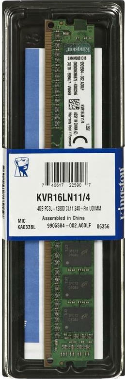 Kingston Valueram DDR3 με Module 1x4GB και Ταχύτητα 1600 για Desktop KVR16LN11/4 - Image 2