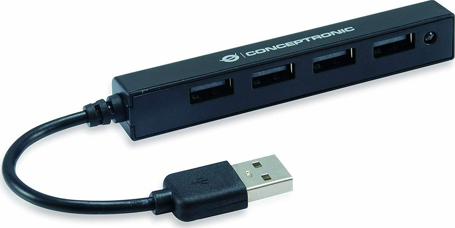 Conceptronic USB 2.0 Hub 4 Θυρών με σύνδεση USB-A (HUBBIES05B)